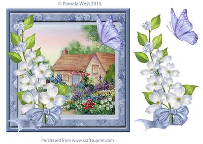 Cottage and Butterflies Decoupage Sheet