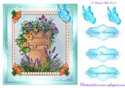 Chimney Pot and Flowers Decoupage Sheet