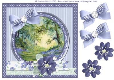 8x8 Bluebell Wood with Bows and Floral Decoupage
