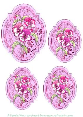 Pink Pansies Topper/tags