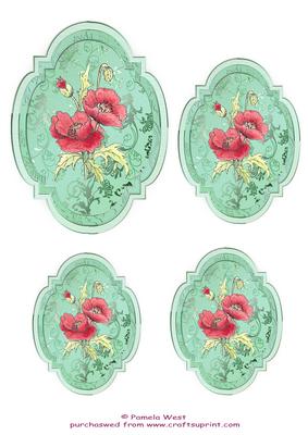 Red Poppies Toppers/tags