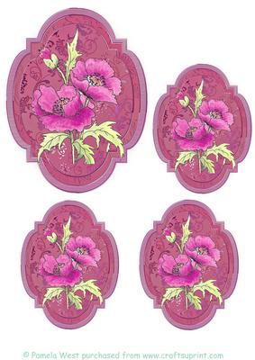 Pink Poppies Toppers/tags