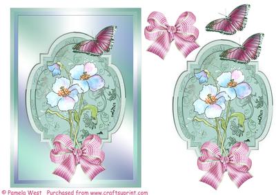 Blue Poppy Card Topper with Decoupage