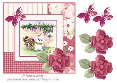 8x8 Westie in the Garden with Decoupage