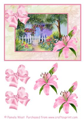 Rose Cottage Card Topper with Decoupage