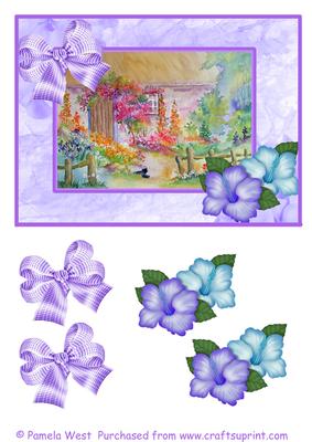 Cat in the Cottage Garden Decoupage Sheet
