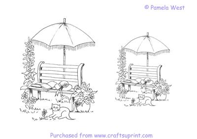 Garden Bench and Cat Digistamp