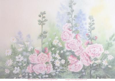 Watercolour Hollyhocks and Daisies Vellum