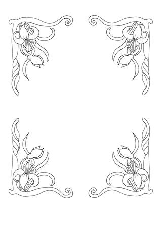 Art Nouveau Lily Corners Digital Stamps