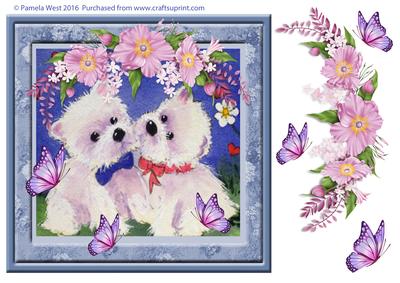 Westies and Butterflies Decoupage Topper