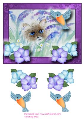 Cat and Bluebird Decoupage