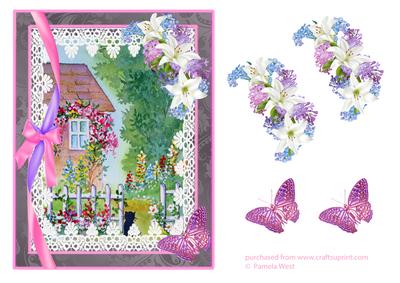 Black Cat in the Garden with Decoupage