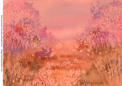 Deer in the Woods Watercolour Background