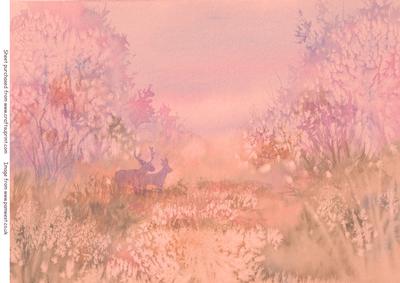 Deer in Woods Watercolour Vellum