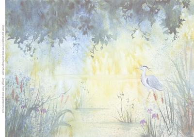 Watercolour Vellum Stork in the Stream