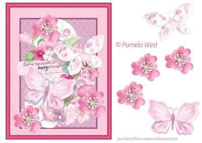 Bouquets of Happy Thoughts Decoupage Card Topper