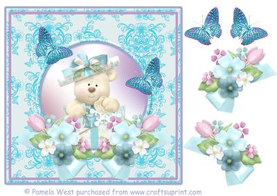 Cute Bear with Floral Decoupage Topper