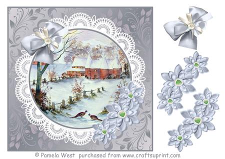 8x8 Oast Houses in Snow Mini Kit with Decoupage
