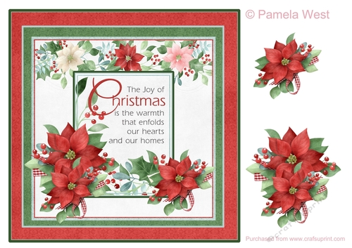 8x8 poinsettia card topper with decoupage