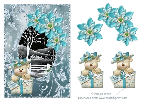 Especially for you. Black and white scene with Bear decoupage