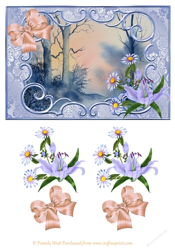 Winter silhouettes A5 card topper with decoupage