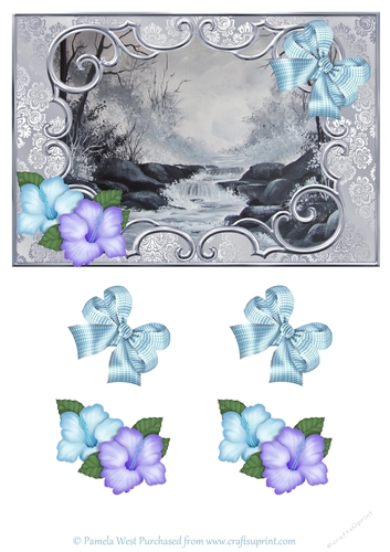 Woodland Falls A5 card topper with decoupage