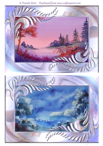 2 A5 Toppers.  Pink Dawn and Midnight Snow.  All occasion cards