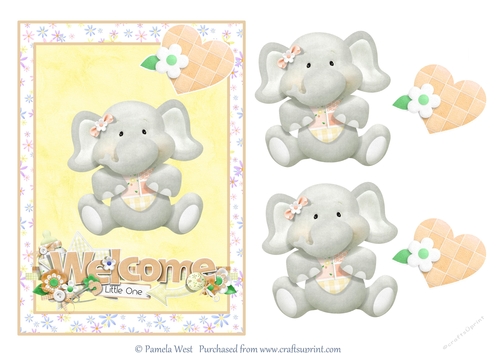 A5 New Baby Elephant card topper mini kit