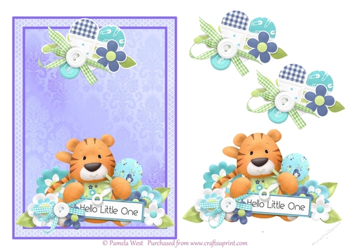 A5 New Baby Boy Tiger card topper mini kit