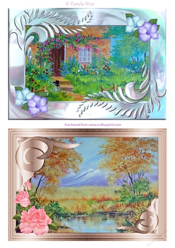 2 A5 Card toppers. Cottage Garden and Autumn Lake