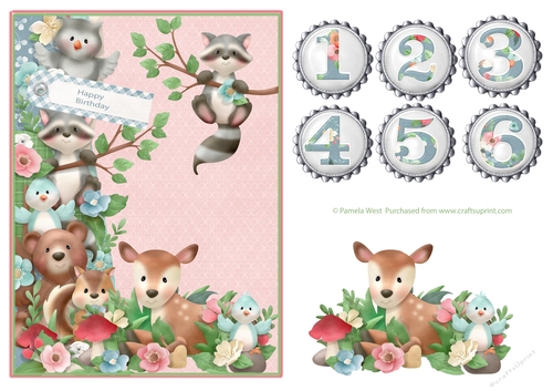 Birthday Numbers Woodland Friends Mini Kit with Decoupage 