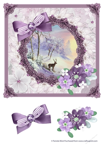 8x8 Deer in Snow mini kit with decoupage