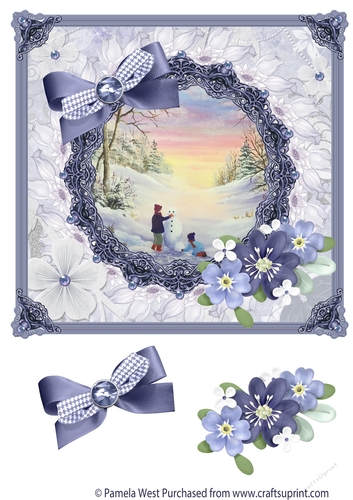 8x8 Building a Snowman mini kit with decoupage