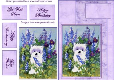 Westie and Delphinium Decoupage Card with Sentiments