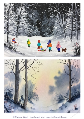2 Snow Scenes No 3. 2 images for card toppers/Designer resources