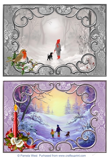 2 A5 card toppers, Misty Woods and Sunset Walk