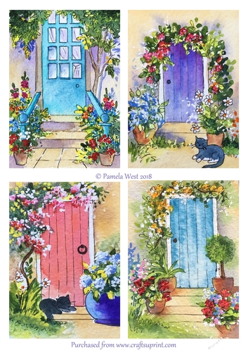 4 Cottage Door A6 card toppers