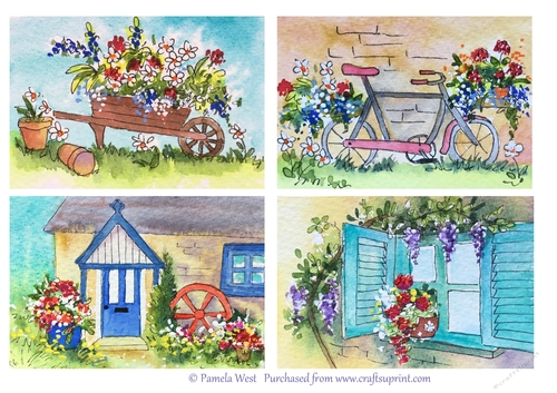 4 summer A6 card toppers