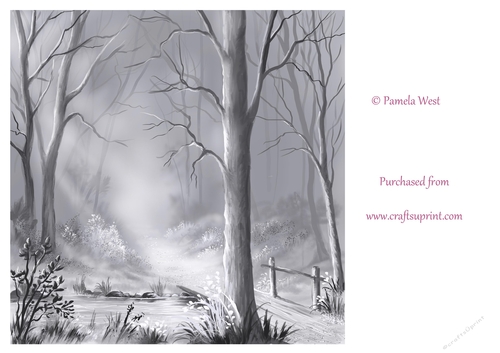 Misty Woodland. An original Watercolour. Card Topper/designer resource