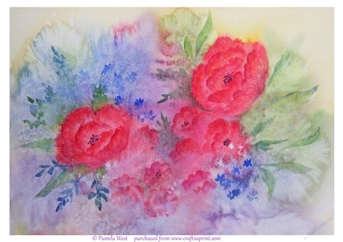 Roses 1. An original watercolour. Card topper /designer resource