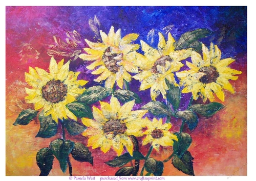 Sunflowers. An original watercolour. Card topper /designer resource