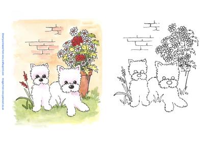 2 Westies Digital Stamp