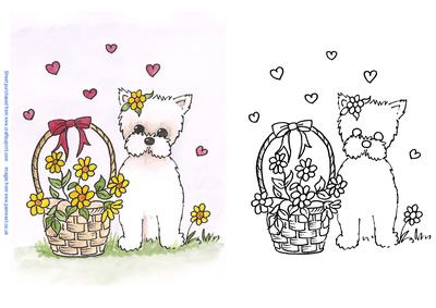 Westie and Hearts Digi Stamp