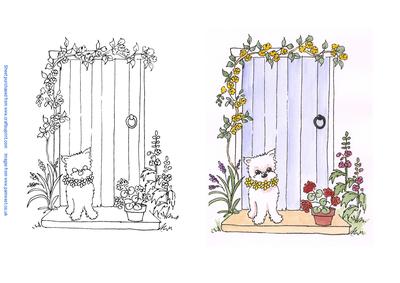 Westie by the Door Digi Stamp.