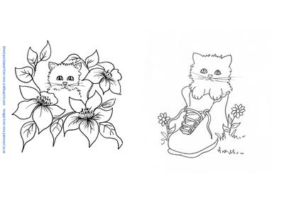 Cat in Basket and Kitten in Boot Digi Stamps