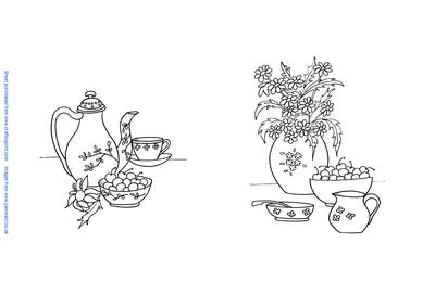 Coffe Pot and Daisies and Cherries Digi Stamps