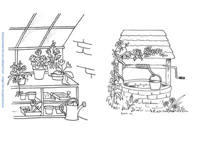 Greenhouse and Wishing Well Digi Stamps