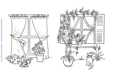 Kitchen Window and Window with Shutters Digi Stamps