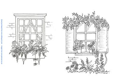 Window Box and Shutters and Pots Digi Stamps