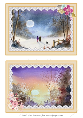 Moonrise and Sunrise. Two card toppers